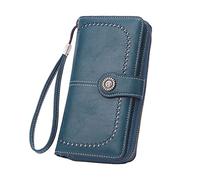 Women's Fashion Retro Simple Long Wallet Multi Function Large Capacity Wallet Handbag Travel Wallet for Men (Blue, One Size)