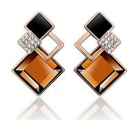 Women's Fashion Rhombic Rhinestone Eardrop Korean Style Earrings Party Jewelry Creative And Exquisite Workmanship