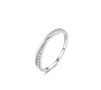 Womens Fashion Rings, Funny Engagement Ring with Round Lab Created Diamond Silver 18K White Gold Size O 1/2