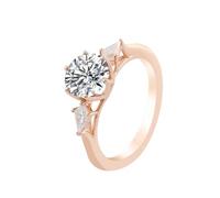 Womens Fashion Rings Moissanite Wedding Rings for Women 9K Rose Gold Angel with 6 Claws Round Moissanite 1Ct Size M 1/2 Simple for Aunt Wedding Jewelry