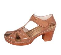 Women's Fashion Sandals Elegant Embroidered Cutout Platform Sandals For With Open Toe And Comfortable Heiress Heel (Brown, 4)