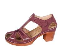 Women's Fashion Sandals Elegant Embroidered Cutout Platform Sandals For With Open Toe And Comfortable Heiress Heel (Purple, 4. 5)