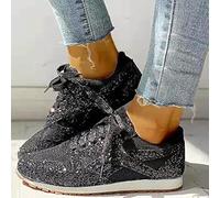 Women's Fashion Sequins Casual Lace Up Sport Shoes Sneakers Glitter Breathable Crystal Bling Ladies Running Shoes