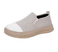 Women's Fashion Slip-On Trainer Casual Flat Loafers Skater Pumps Trainers Sneakers Shiny Lurex Shoes Size 3.57 (Beige, 5)
