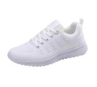 Women's Fashion Sneaker Lace-Up Non-Slip Jogger Running Shoes Casual Tennis Sneaker Mesh Breathable Lightweight Walking Shoes (White, 10)