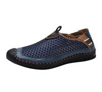 Womens Fashion Sneakers Mesh Sports Shoes Slip On Plain Running Trainers Lightweight Solid Colour Walking Footwear Round Toe Flat Sole Casual Outdoor Gym Travel Everyday Style Blue
