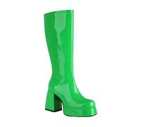 Women's Fashion Solid Color Long Boots Smooth Zipper High Heel Chunky Boots High Thigh Boots for Women Leather (Green, 6.5)