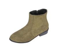 Women's Fashion Solid Color Short Boots PU Casual Short Boots Back Heel Short Heel Mid Calf Boots Dress Winter Boots Women (Green, 7.5)