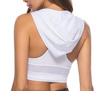 Women's Fashion Sports Bra with Hood, Crop Top, Sports Clothing for Fitness, Sports Top, Gym Bras, Tank Tops for Sports Training Women Cheap, white, L