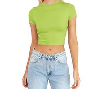 Womens Fashion Summer Short Sleeve Cute Crop Tops Casual Basic Crewneck Slim Fit T Shirts Women Workout Shirts Mint Green