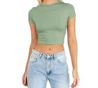 Womens Fashion Summer Short Sleeve Cute Crop Tops Casual Basic Crewneck Slim Fit T Shirts Women Workout Shirts Camouflage