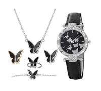 Women's Fashion Timepiece - Butterfly Wrist Bundle, Jewelry Gift Set | Radiant Butterfly Inspired Styling Beauty Concept, Premium Multifunction Gemstone Character Accessory Collection with Travel Casu