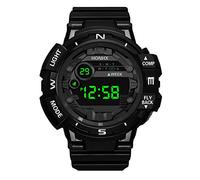 Womens Fashion Watch Sport Digital Men Mens Date Watch LED Electronic Watch Outdoor Men's Watch (Black, One Size)