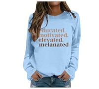 Women's Fashionable Casual Autumn and Winter English Letter Print Hoodie Crew Neck Hoodie Long Sleeve Top Check 24 Pullover, sky blue, M