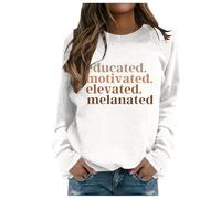 Women's Fashionable Casual Autumn and Winter English Letter Print Hoodie Crew Neck Hoodie Long Sleeve Top Check 24 Pullover, White, XL