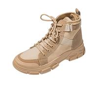 Women's Fashionable Casual Flat Hiking Boots Womens Outdoor Trekking Shoes Safety Boot Winter Boots for Women Wide Simple Daily Commuter Comfortable Office Boot (Khaki, 6)