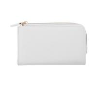 Women's Fashionable L Zip Snap Premium Faux Leather Wallet, Summer White