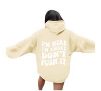 Women's Fashionable Youth Campus Top Printed Sweatshirt Hoodie French Womens Sweatshirt (Khaki, XXL)