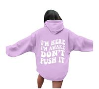 Women's Fashionable Youth Campus Top Printed Sweatshirt Hoodie French Womens Sweatshirt (Purple, XXL)