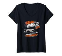 Women's Fast Cat Whippet - Run Naked, Chase Bag, Unleash the Speed V-Neck T-Shirt