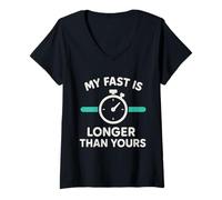 Womens Fasting OMAD Squad Intermittent Humor Fast Feast Repeat V-Neck T-Shirt