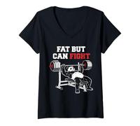 Women's Fat But Can Fight Gym Workout Cardio Panda Bodybuilding Mens V-Neck T-Shirt