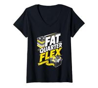 Women's Fat Quarter Flex Quilting Fabric V-Neck T-Shirt