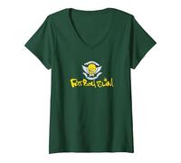 Women's Fatboy Slim Yellow Text Big Beach Bootique V-Neck T-Shirt, Dark Green, Medium