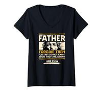 Womens Father Forgive Them Luke 23 34 Christian Scripture Art V-Neck T-Shirt
