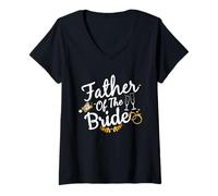 Womens Father of the Bride Wedding Day Celebration Bachelor Party V-Neck T-Shirt