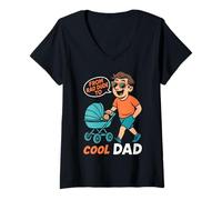 Womens Fatherhood FROM RAD DUDE TO COOL DAD Funny Soon-to-be Dad V-Neck T-Shirt