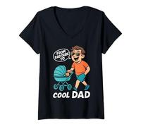 Womens Fatherhood FROM RAD DUDE TO COOL DAD Funny Soon-to-be Dad V-Neck T-Shirt