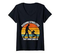 Womens Fatherhood PUSHING STROLLERS THAT'S WHAT DAD'S DO Soon Dad V-Neck T-Shirt