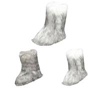 Women's Faux Fur Boots Cute Furry Fluffy Slip-On Snow Boot Comfy Plush Warm Short Outdoor Indoor Flat Shoes Ladies Winter Comfortable Mid-Calf Snow Boots White