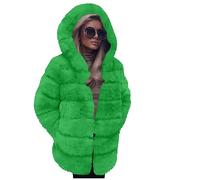 Women's Faux Fur Coat Faux Fur Hooded Jacket Plus Size Casual Coats Long Sleeve Shaggy Topcoats With Pocket Overcoats Artificial Thick Outerwear Cardigan Jacket Army Green S