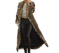 Women's Faux Fur Coat Long Jacket Ladies Leopard Long Sleeve Luxury Winter Parka Outwear Warm Thick Faux Fur Coat Winter Warm Teddy Fleece Jacket Turn Down Collar Outerwear Plus Size Overcoat