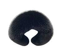 Women's Faux Fur Collar Winter Warm Scarf Hood Wrap Fox Fur Stole Neck Warmer Trim for Winter Coat Collar Hood Jacket, Party Wedding Banquet, Black, M