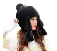 Women's Faux Fur Cossack Russian Style Mongolian Hat - Winter Warm Fuzzy Fluffy Ski Hat with Ear Flaps for Outdoor