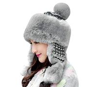 Women's Faux Fur Cossack Russian Style Mongolian Hat - Winter Warm Fuzzy Fluffy Ski Hat with Ear Flaps for Outdoor