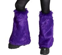 Womens Faux Fur Leg Warmers Winter Warm Fur Boot Cuffs Covers Leg Warmer Christmas Halloween Party Costume Accessory (Solid Dark Purple, One Size)