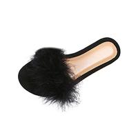 Women's Faux Fur Slides Slippers Fluffy Fuzzy Sandals Open Toe Furry Slide Flat Sandals Indoor Outdoor,Sales-Clearance