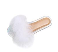 Women's Faux Fur Slides Slippers Fluffy Fuzzy Sandals Open Toe Furry Slide Flat Sandals Indoor Outdoor,Sales-Clearance