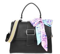 Womens Faux Leather Handbag Satchel Shoulder Bag Harper (Black)