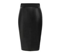 Womens Faux Leather Ladies Elastic Waistband Bodycon Stretch Wet Look Pencil Fitted Tube Black Midi Skirt Size 6-24 (UK, Numeric, 22, Regular, Regular, Black)