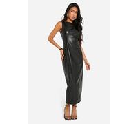 Womens Faux Leather Midaxi Dress - Black - 10, Black