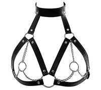 Women's Faux Leather Punk Body Chain, Stylish Metal Chain Harness Accessory