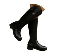 Women's Faux Leather Riding Boots Long Knee High Boots | Round Toe Heel Block Boot Classic Elegant Laces Soft Button Fashion Autumn Winter Work Daily