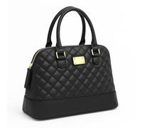 Women's Faux Leather Tote Bag - Structured Handbags with Zip or Twist Lock Closure - Diamond-Stitched, Textured & Vintage Styles in Black - Smart Everyday Carryall