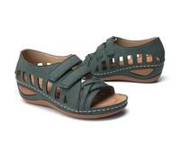 Womens Faux Leather Wedge Platform Sandals - Comfortable Adjustable Peep Toe Beach for Spring & Summer Sandals for Women