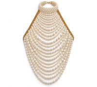 Women's Faux Pearl Chain Top, Multi-Layer Pearl Body Chain Top for Party, Music Festival & Live Show